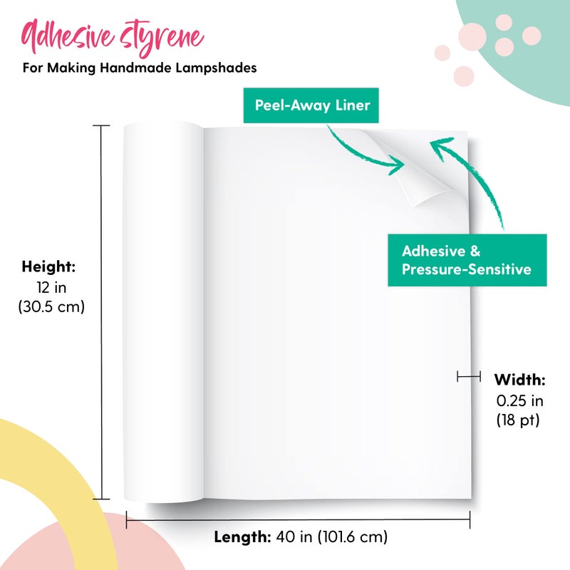 I Like That Lamp Styrene Sheet for Lampshade (12" Height x 40" Length) - Adhesive Roll for DIY Round Drum Lamp Shade - Repair Damaged Shades - Make a New Lampshade - Compatible With All Materials - Image 2